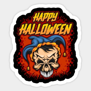 Happy Halloween Clown Skull Sticker